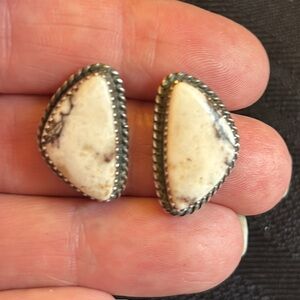 White Buffalo stud earrings by Elouise Kee